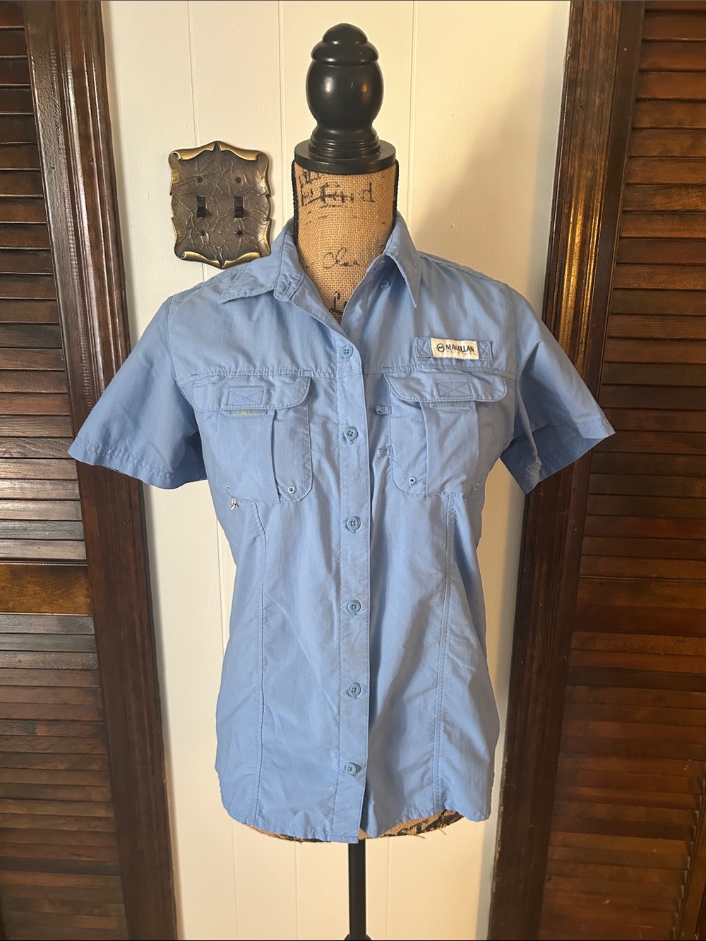 Magellan Woman’s Light Blue Short-Sleeve Button-Down Shirt